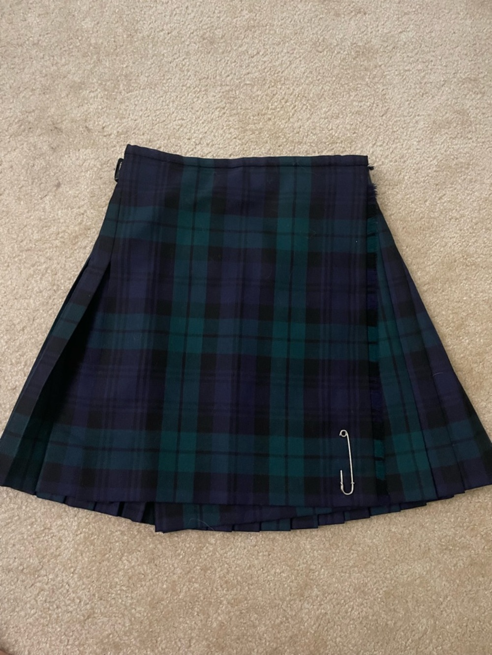 Le Kilt Plaid Pleated Skirt in Dark Green and Navy